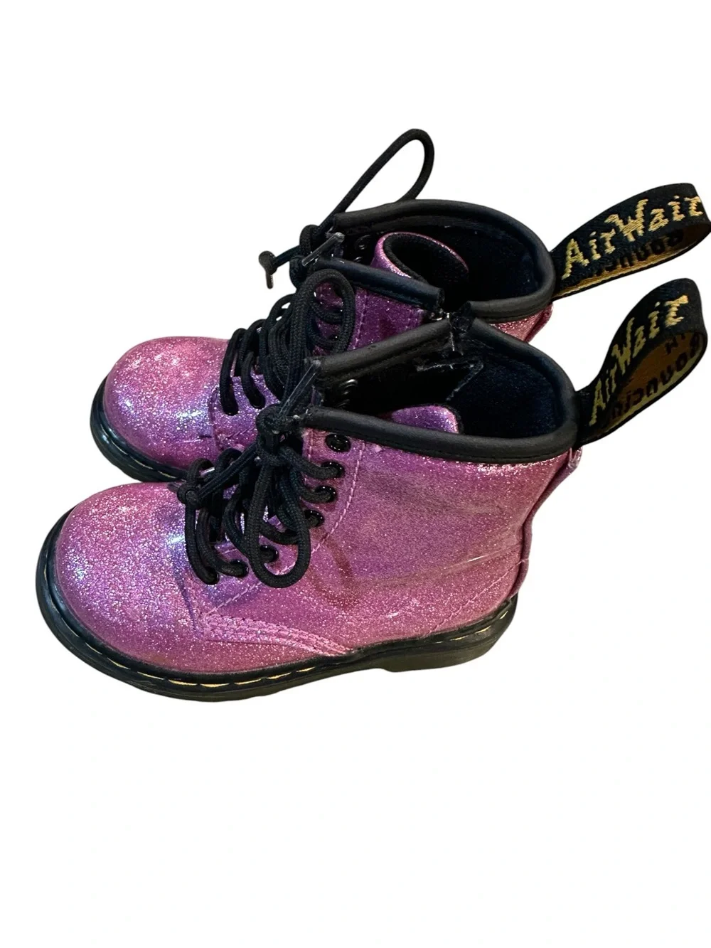 Dr. Martens 1460 Toddler Glitter Boots Pink Sparkle Lace Up Zip Sz 7US 6UK 23EU